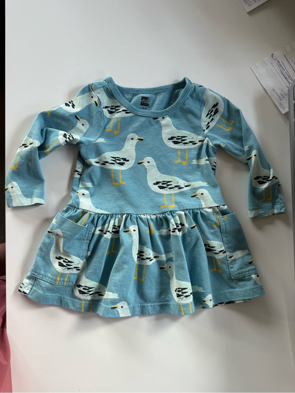 Tea Collection Light Blue Seagull Dress, 3-6 months